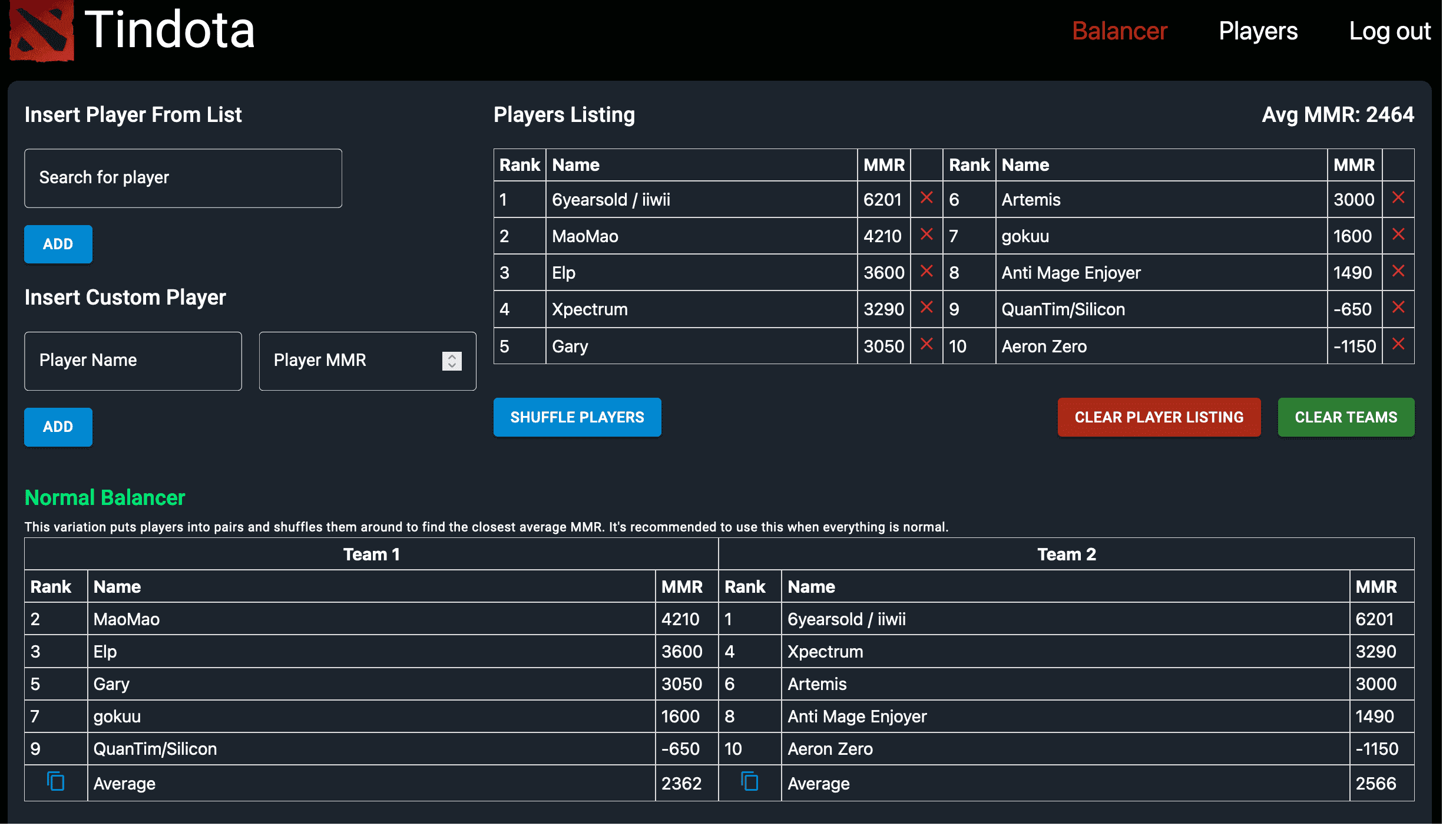 DOTA Inhouse Balancer